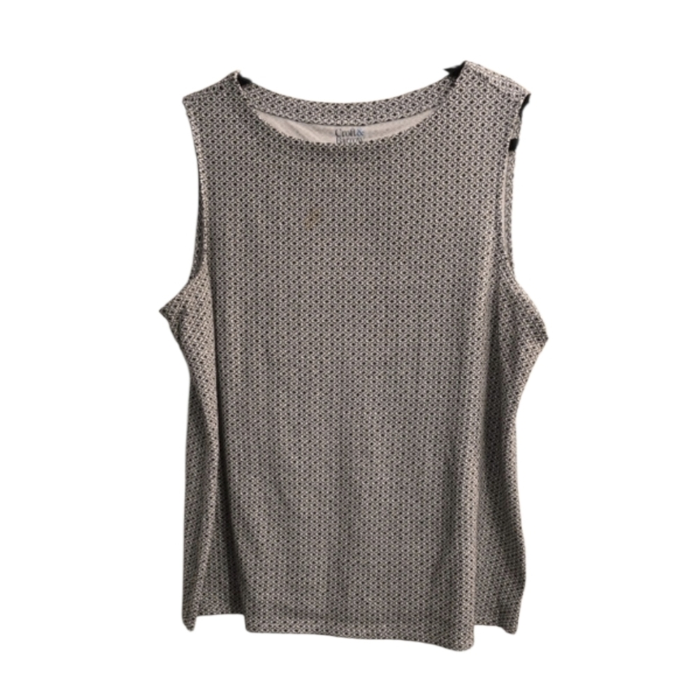 Croft & Barrow The Classic Tank, Black And White Floral Top. Xl
